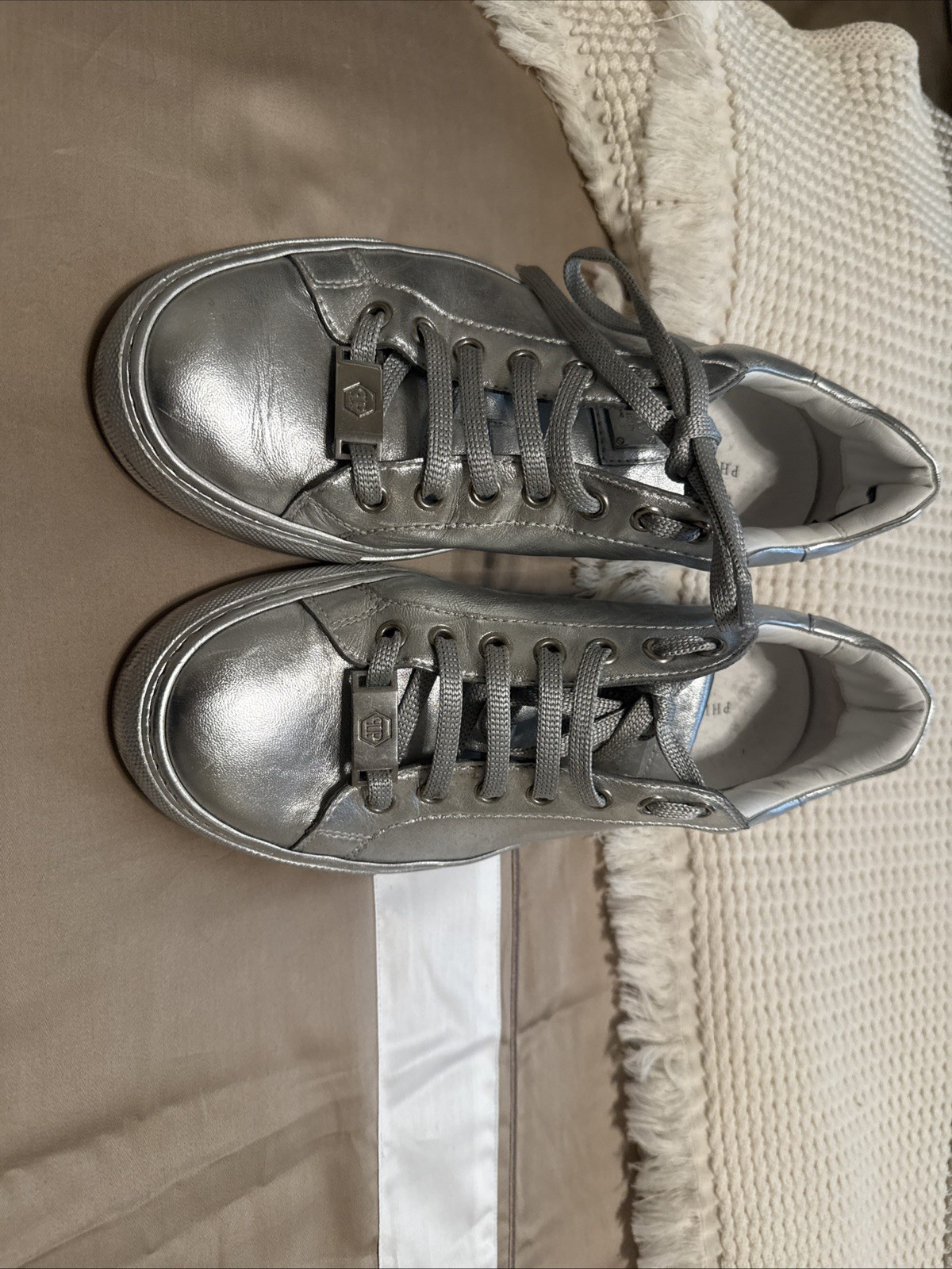 Philipp Plain Silver Sneakers Size 37