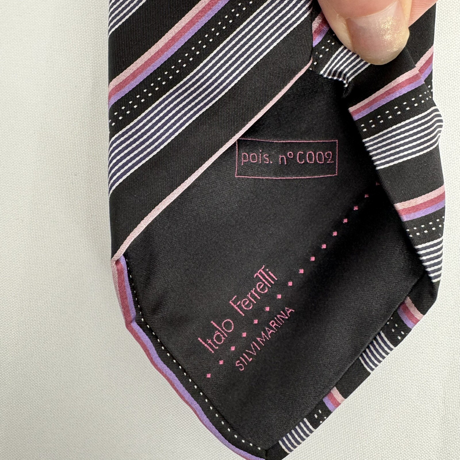 Men’s Italo Ferretti Silvi Marina Italian Necktie Striped Pois. N C002