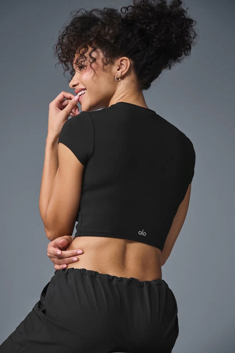 NEW AIo Yoga Alosoft Crop Finesse Short Sleeve Shirt Soft Fit Casual Women’s Top