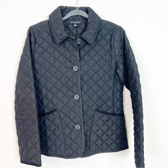 BANANA REPUBLIC BLACK BUTTON FRONT QUILTED JACKET WOMENS SZ MEDIUM