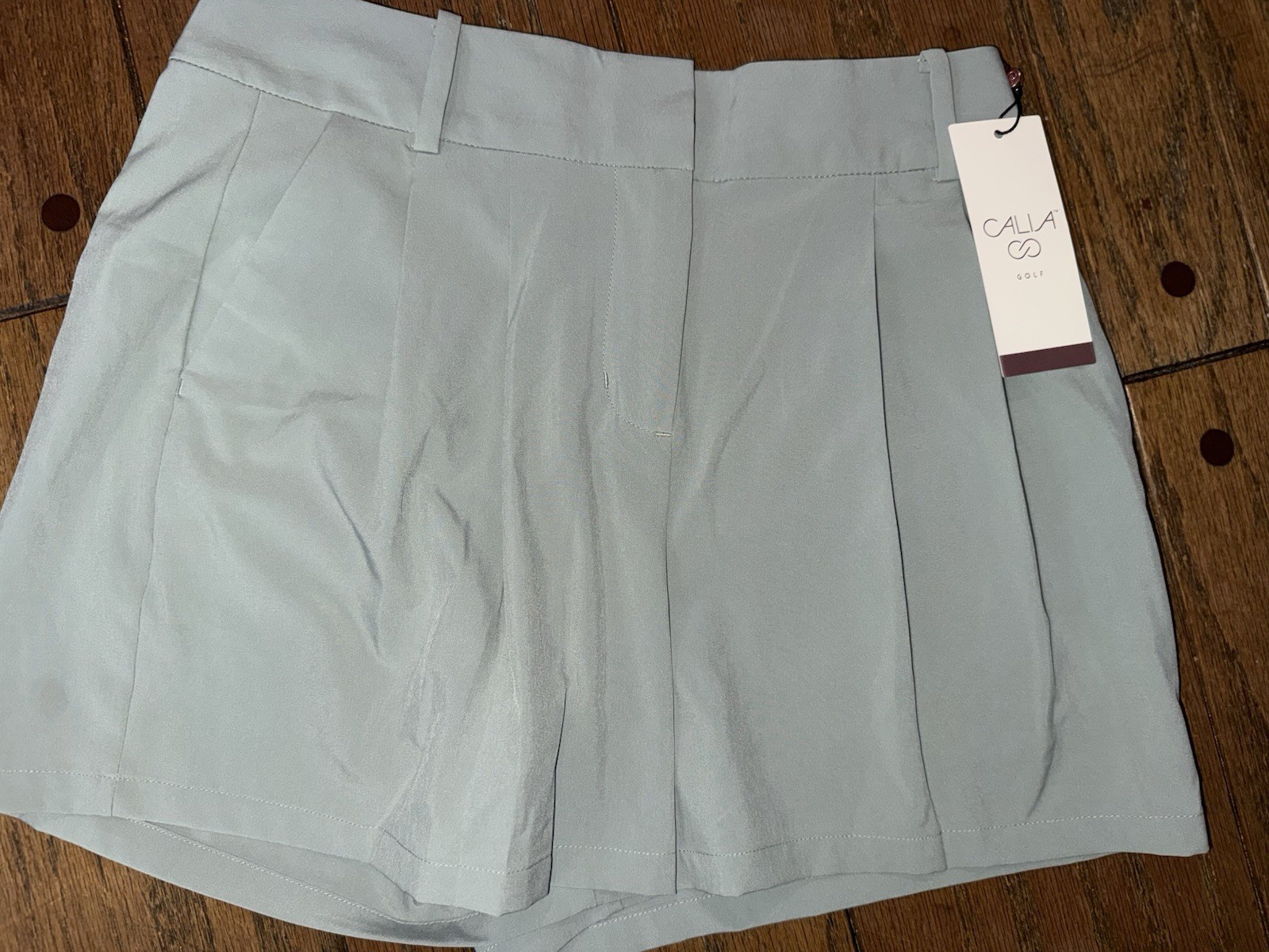 Calia Shorts Womens 2 Sage Green High Rise Pleated Front Utility Casual Pockets