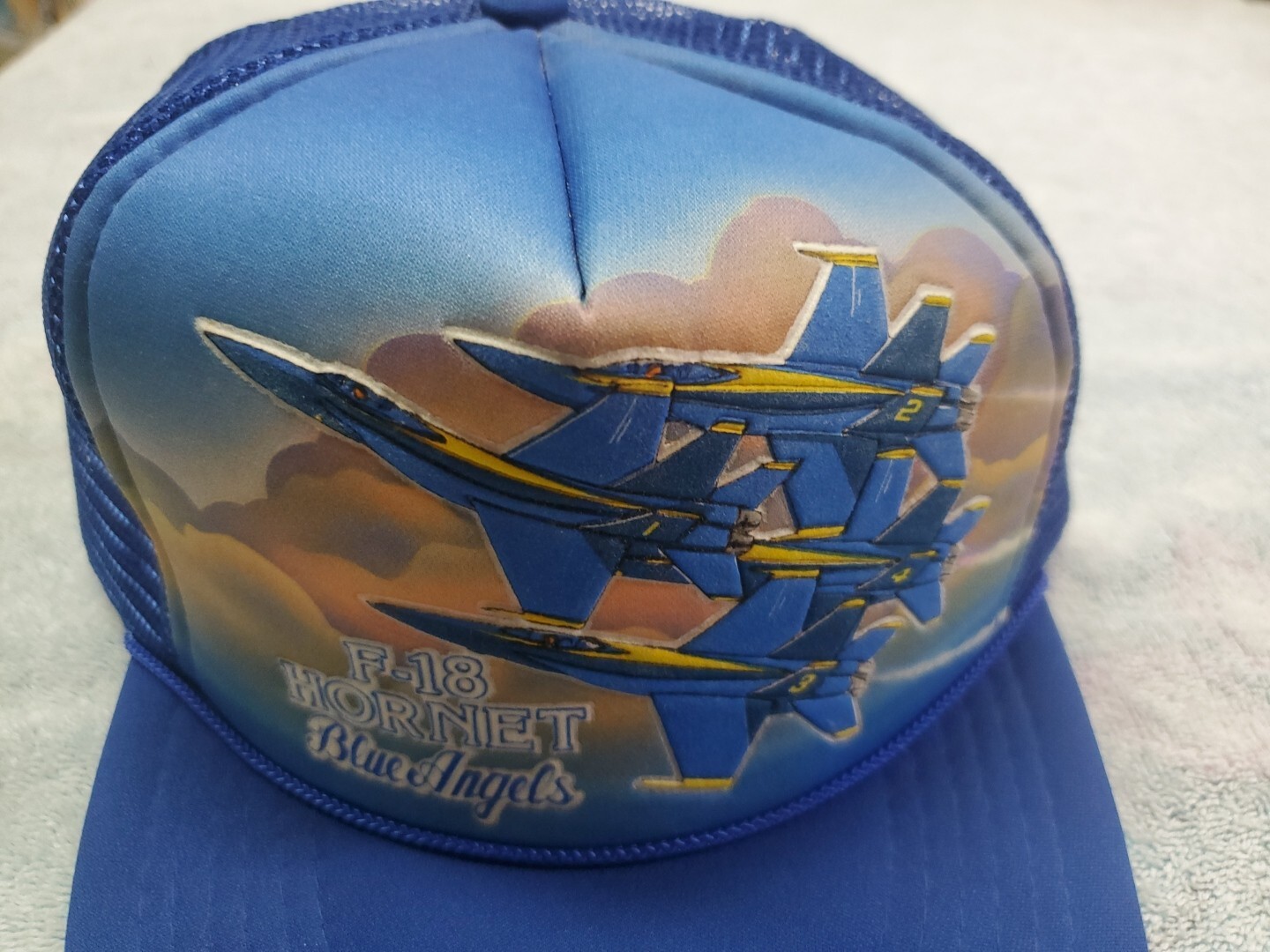 Vintage F-18 Hornet Blue Angels Snapback Trucker Hat w/ Rope