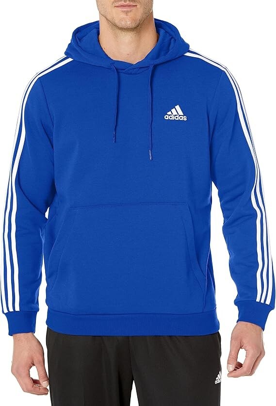 adidas Men’s Essentials Fleece 3-stripes Hoodie sweatshirt Semi Lucid Blue SMALL