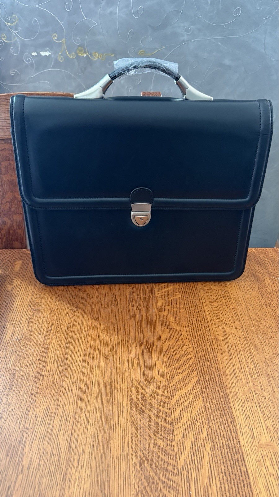 Ameri Leather Briefcase Black Push Lock Top Handle Men Business Solid