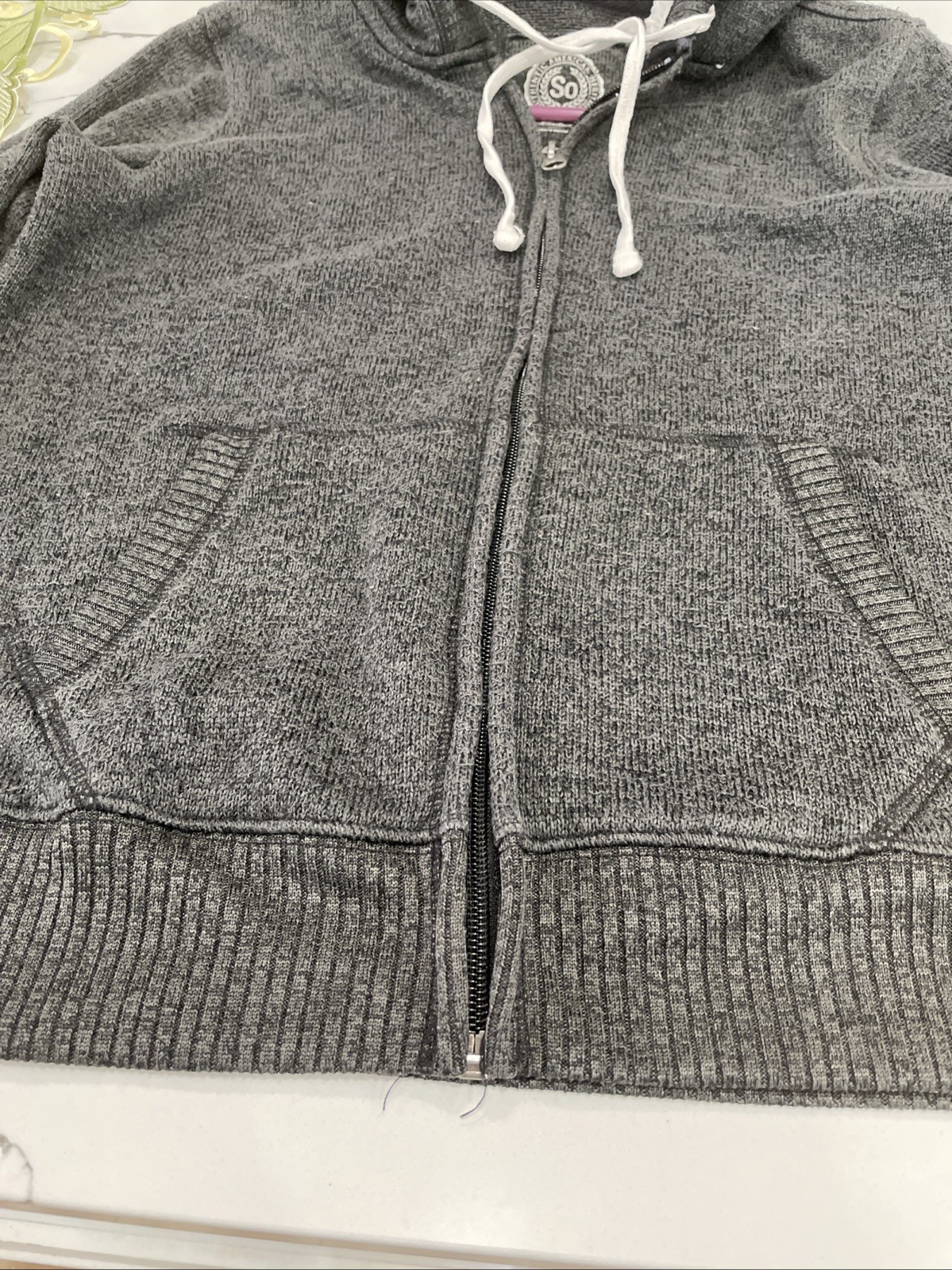 Authentic American Heritage So Medium Gray Zip Up Jacket With Hood & Pockets