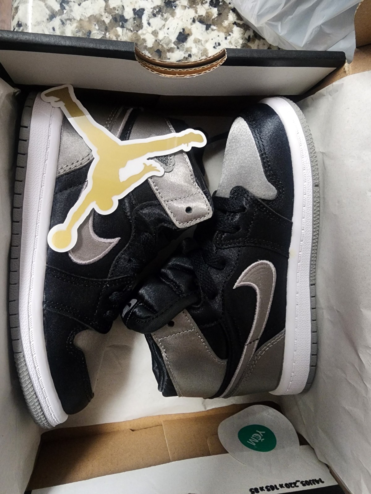 Nike TD Air Jordan 1 Retro High OG Satin Shadow Black/Grey FD5305-010 SIZE 9C