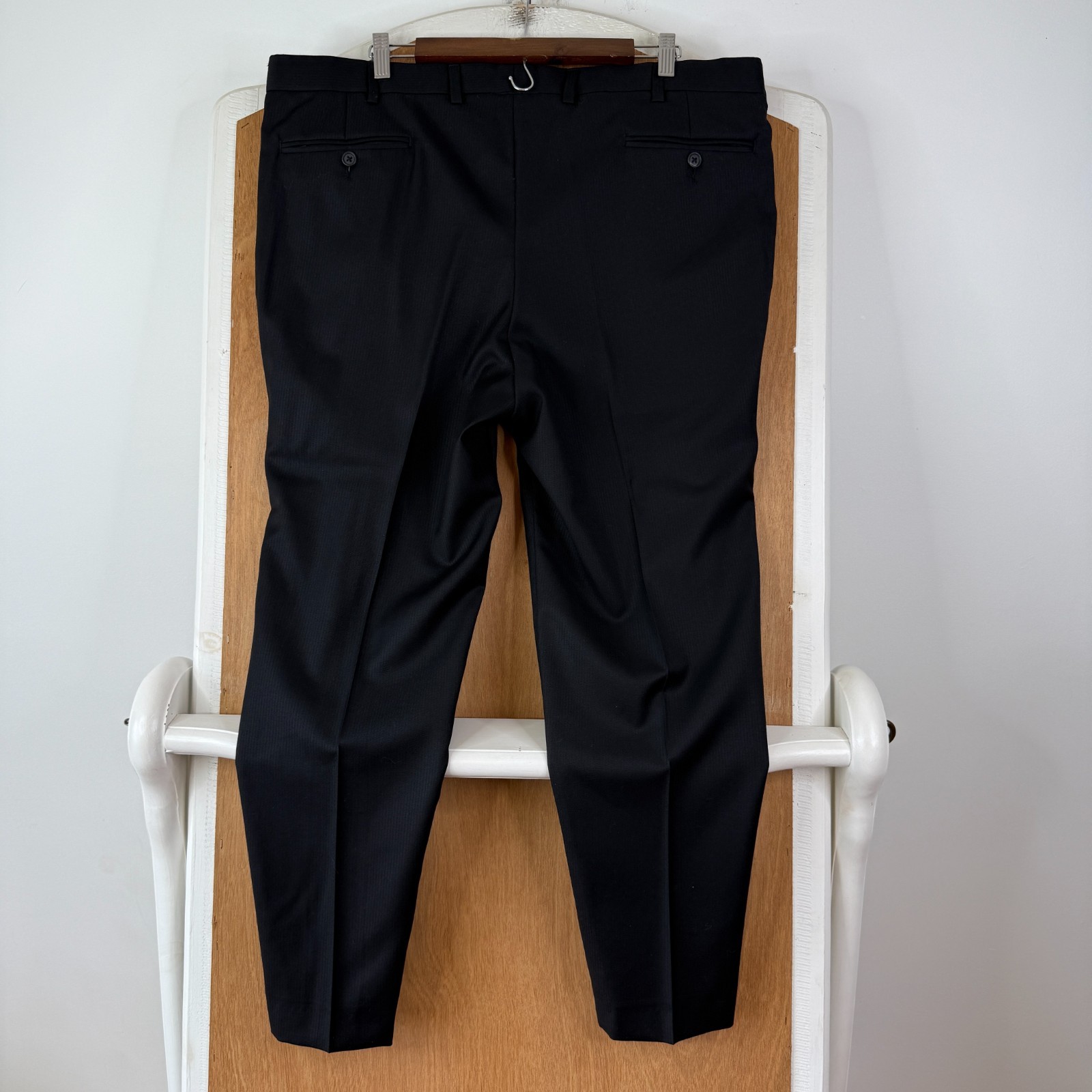 Joseph Abboud Suit Mens 46R Black 2 Button Loro Piana Wool Pants 40×27 Flat
