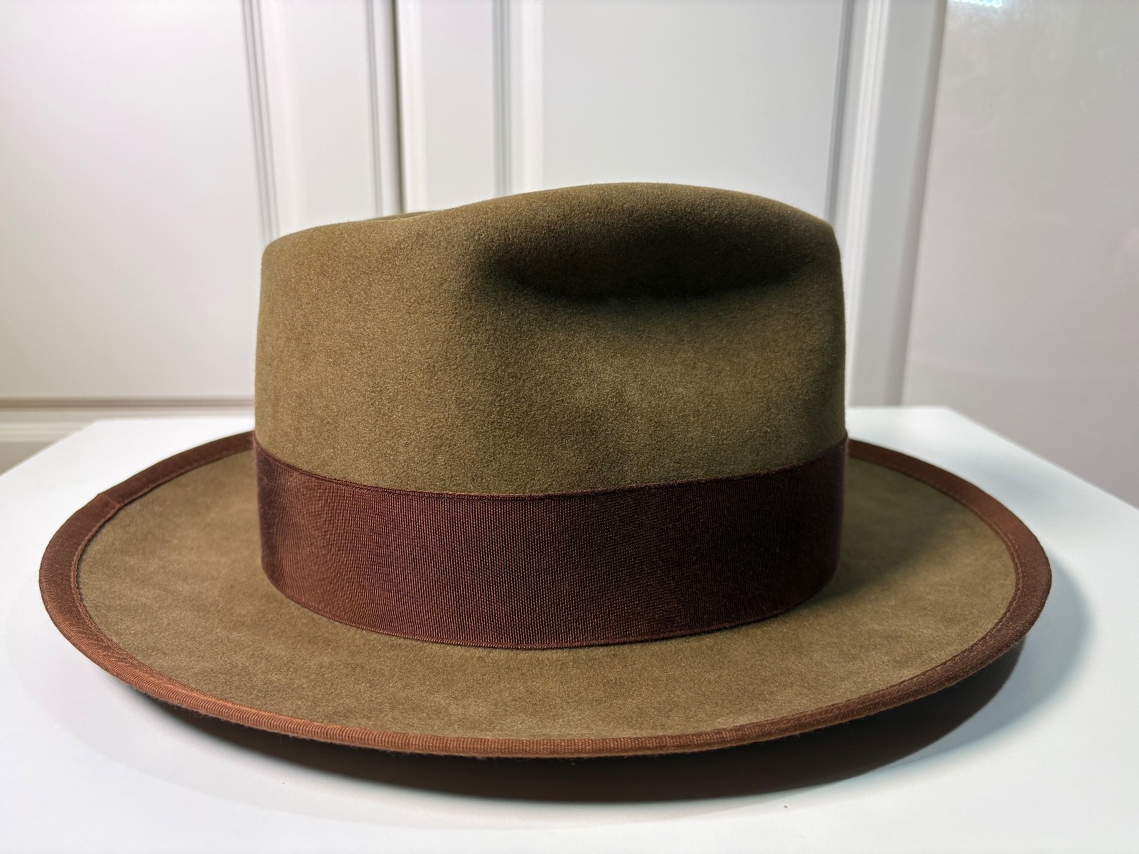 Gannon Hat Co Fedora, Whiskey, 7 1/4, Stetson, Pure Beaver Whippet Vintage Style
