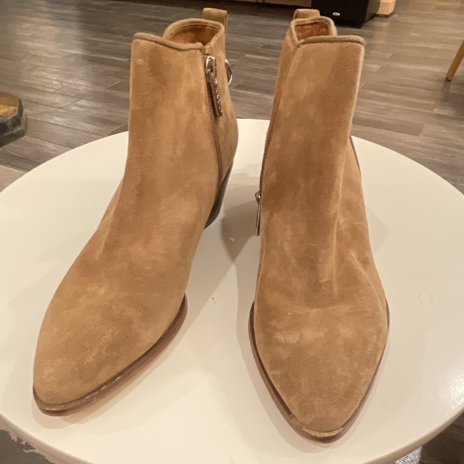 Franco Sarto A-SLOAN Brown Suede Ankle Bootie Zip Pointed Toe US 8.5 M