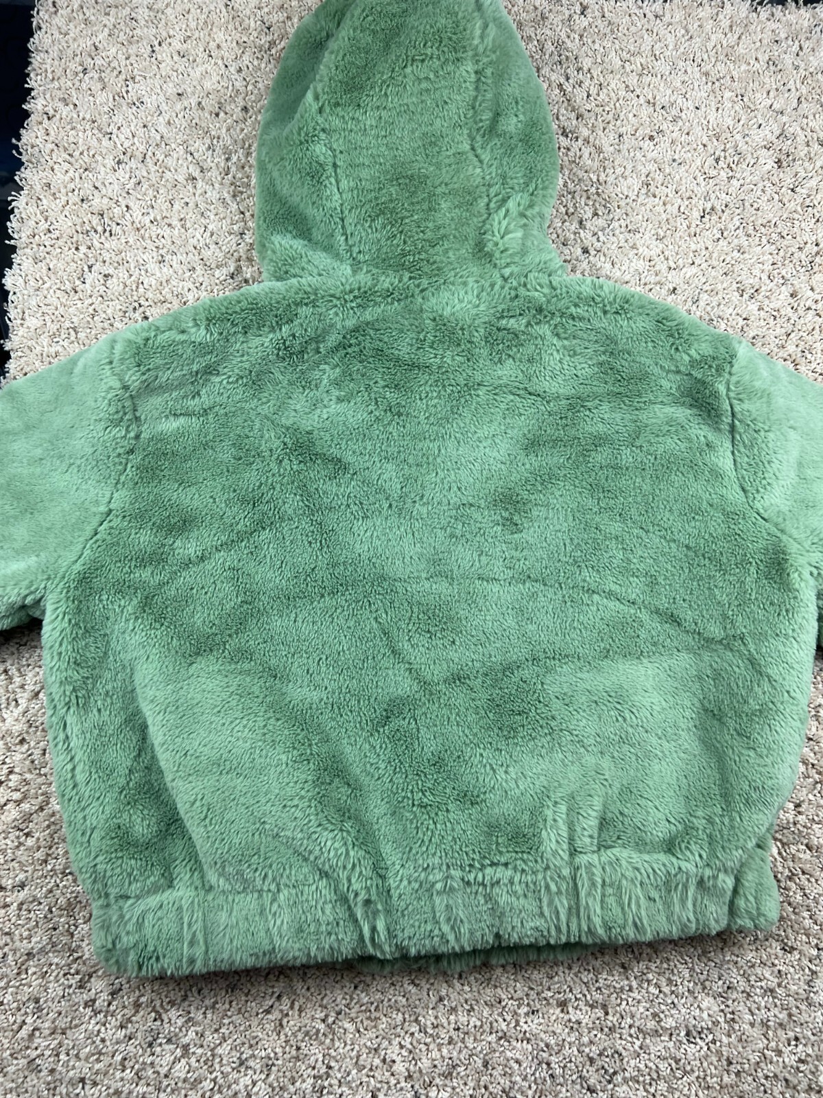 Ambience Outerwear Women’s Green Faux Fur Fluffy Soft Jacket size L Full Zip