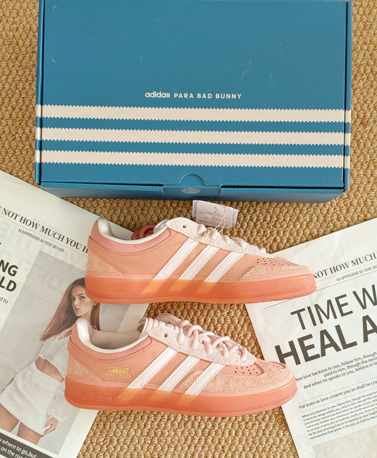 [JS5052] Adidas Mens Bad Bunny Gazelle Wonder Clay Aqua-Ash Pink Cabo Rojo *NEW*