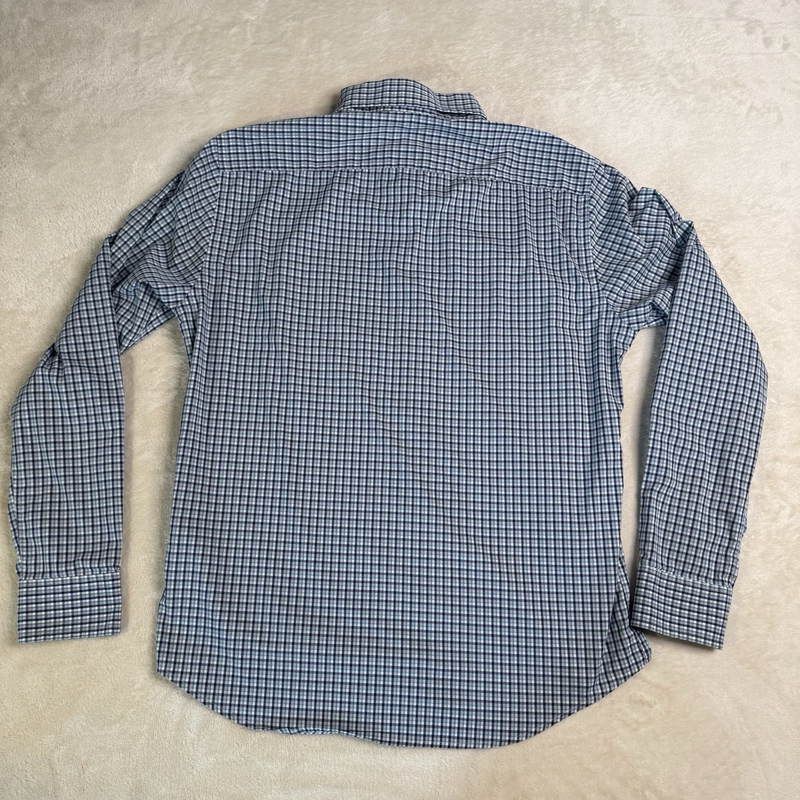 Lucky Brand Slim Fit Button-Down Dress Shirt M 15-15 1/2 34/35 Blue/Green Check