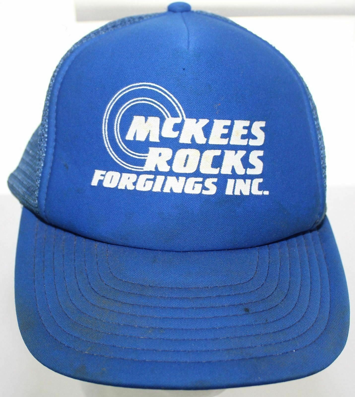 Vintage MCKEES ROCKS FORGINGS INC. Trucker Hat Blue Snapback Cap Speedway 1 Size