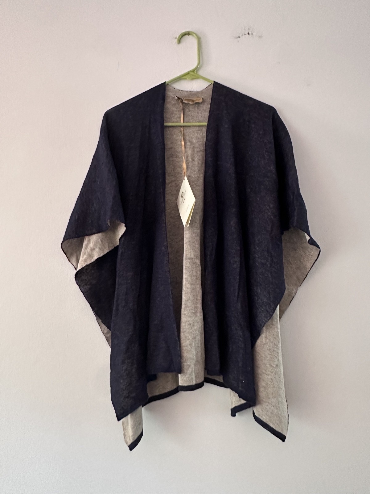 Mohair & Angora Mohair Shawl Poncho cape wrap reversible w tag