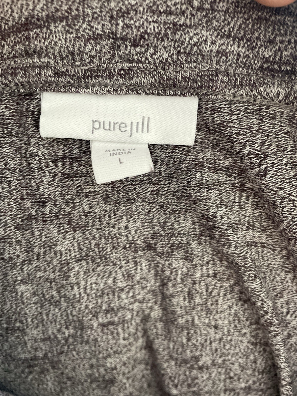 PureJill Cowl Neck Tunic Top Heathered Grey Drop In Pockets Lagenlook Sz L