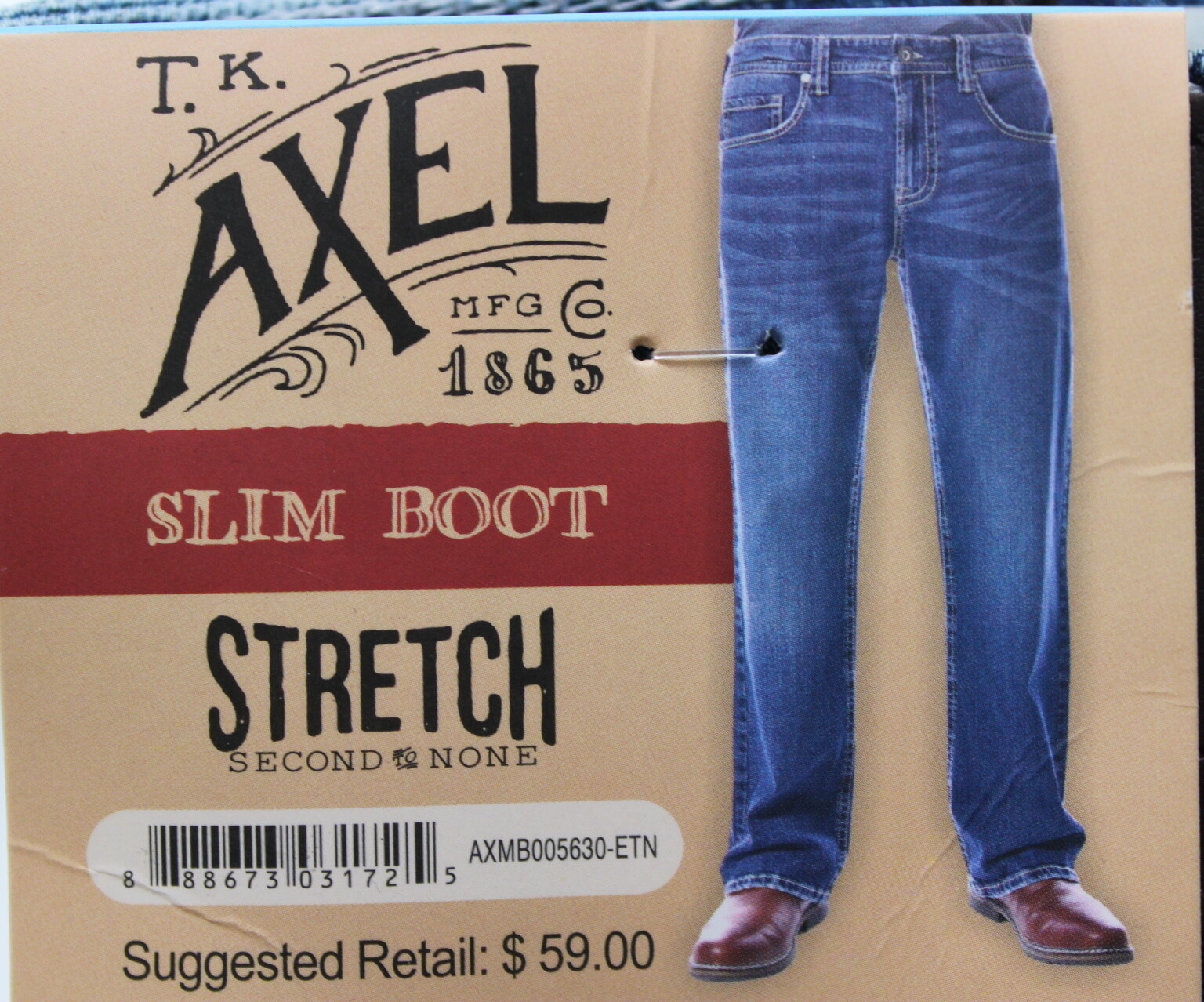 T K Axel Men’s Slim Bootcut Stretch Jeans Dark Wash 40 X 30 40X30 Blue New Boot