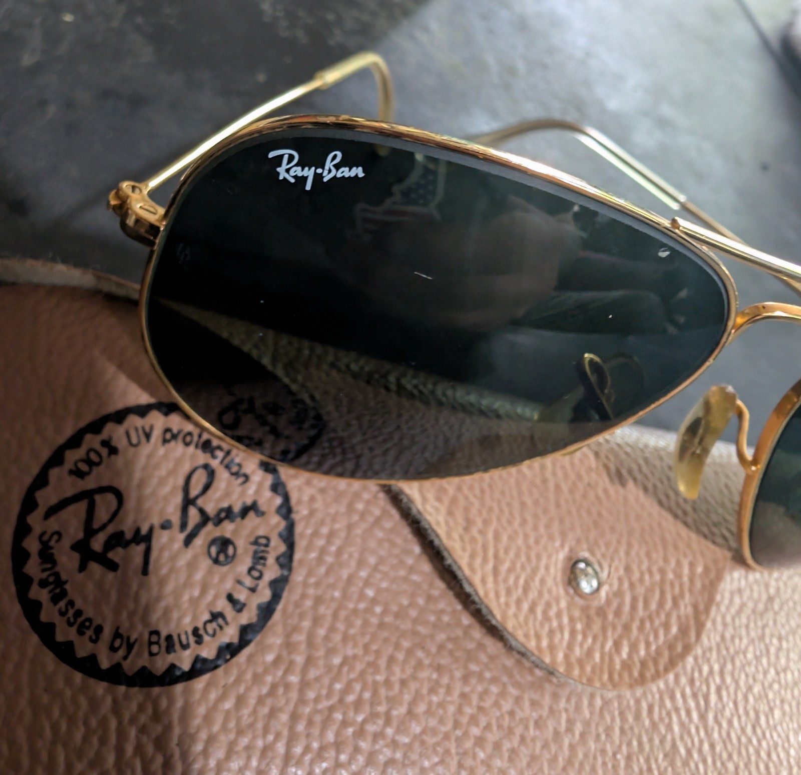 Vintage B&L Ray-Ban Aviator 58[]14 Gold Sunglasses G-15 Mint Lenses
