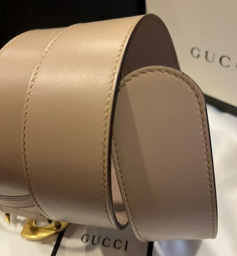Gucci GG Buckle Women’s Dusty Pink Marmont Leather Belt size 80 cm Fits 26-28 W