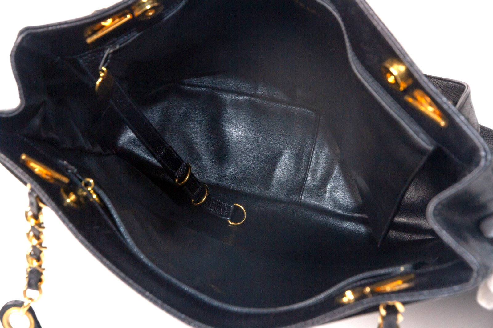 CHANEL Coco Mark Caviarskin Chain Shoulder Tote Bag USED 【Condition Rating SA】