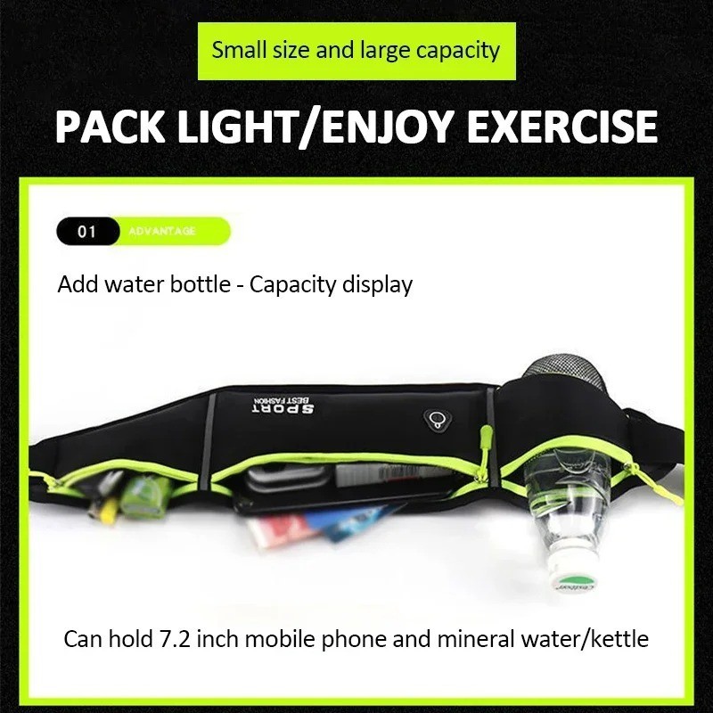 Waterproof Sport Runner Waist Bum Bag Running Jogging Belt Pouch Zip Fanny Pack