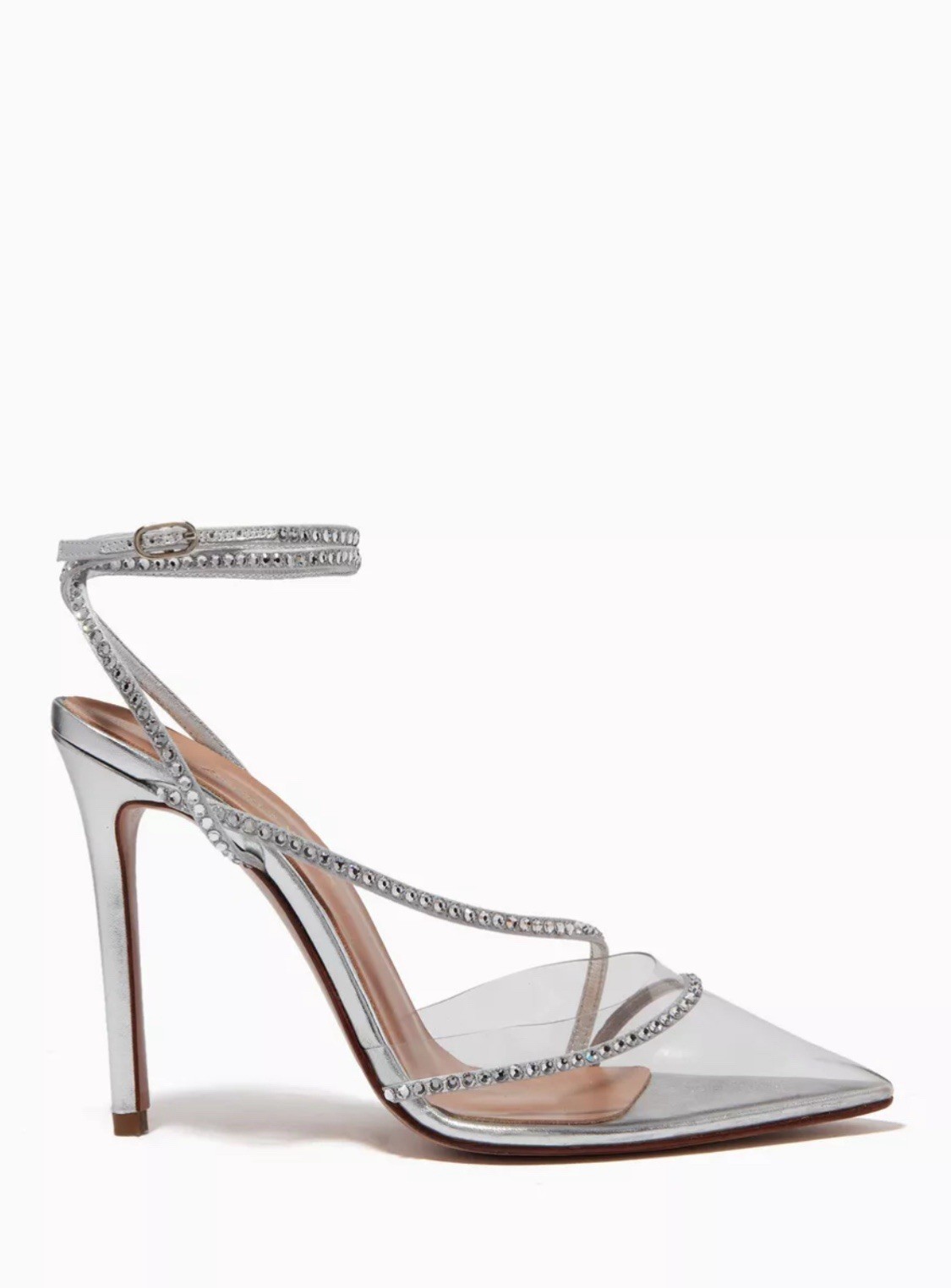 ANDREA WAZEN Silver Metallic Crystal DASSY SUNSET PVC Ankle WrapHeel EU39/8-8.5M