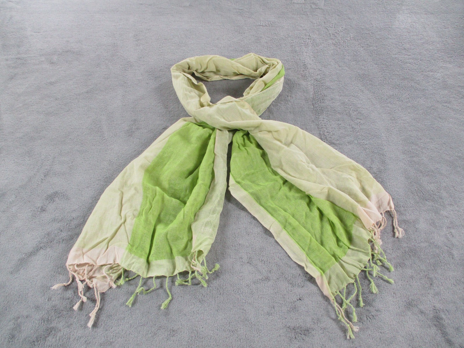 Pistil Womens Green Scarf Wrap 100% Cotton Rectangular 70×19 Lightweight Fringe