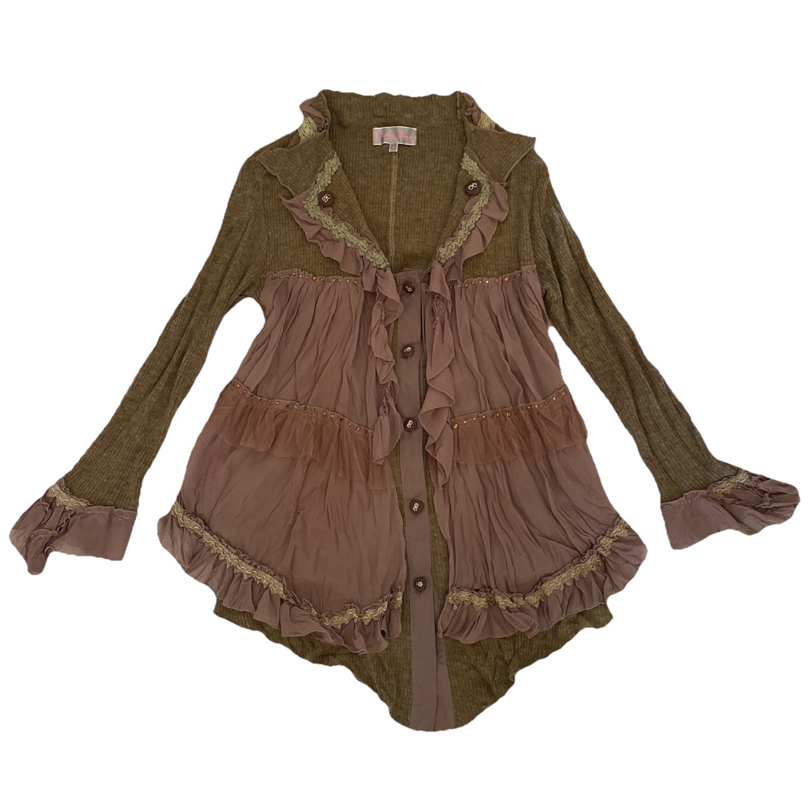 Pretty Angel Whimsical Gypsy Fairycore Witchy Tiered Lagenlook Cardigan Medium