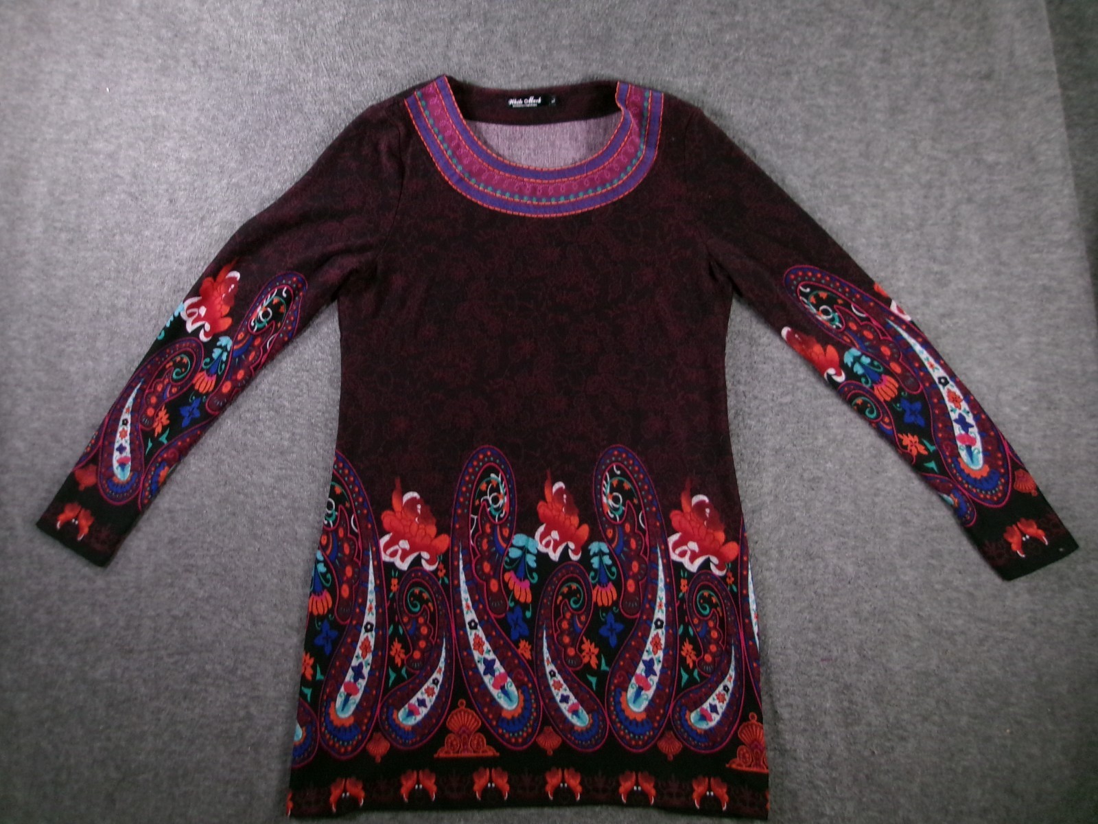White Mark Top Womens Large Flowy BoHo Cottage Core Cozy Knit Colorfull