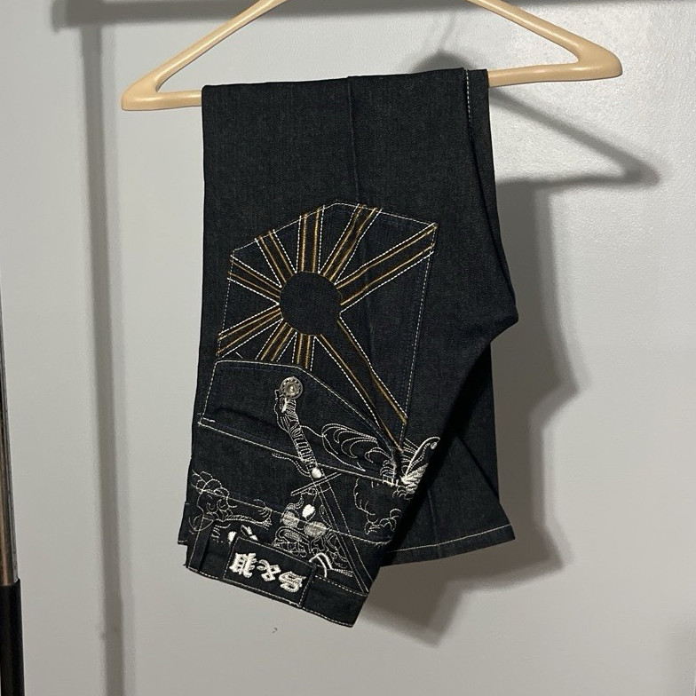 S&P Men’s Blue Dark Wash Denim Straight Regular Fit Jeans Embroidered 5-Pocket