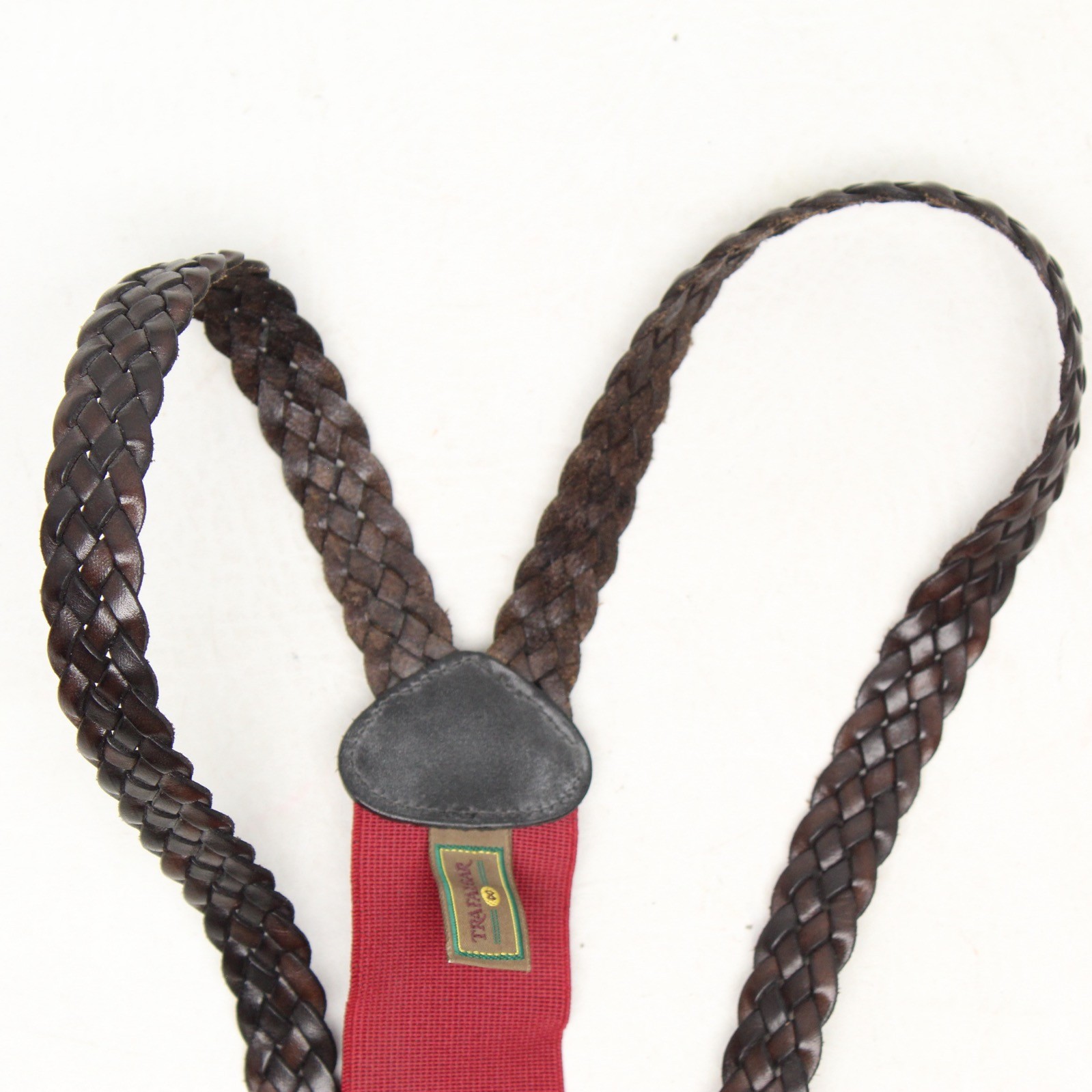 Trafalgar Braided Plaited Braces Suspenders Mens Dark Brown Thin Strap