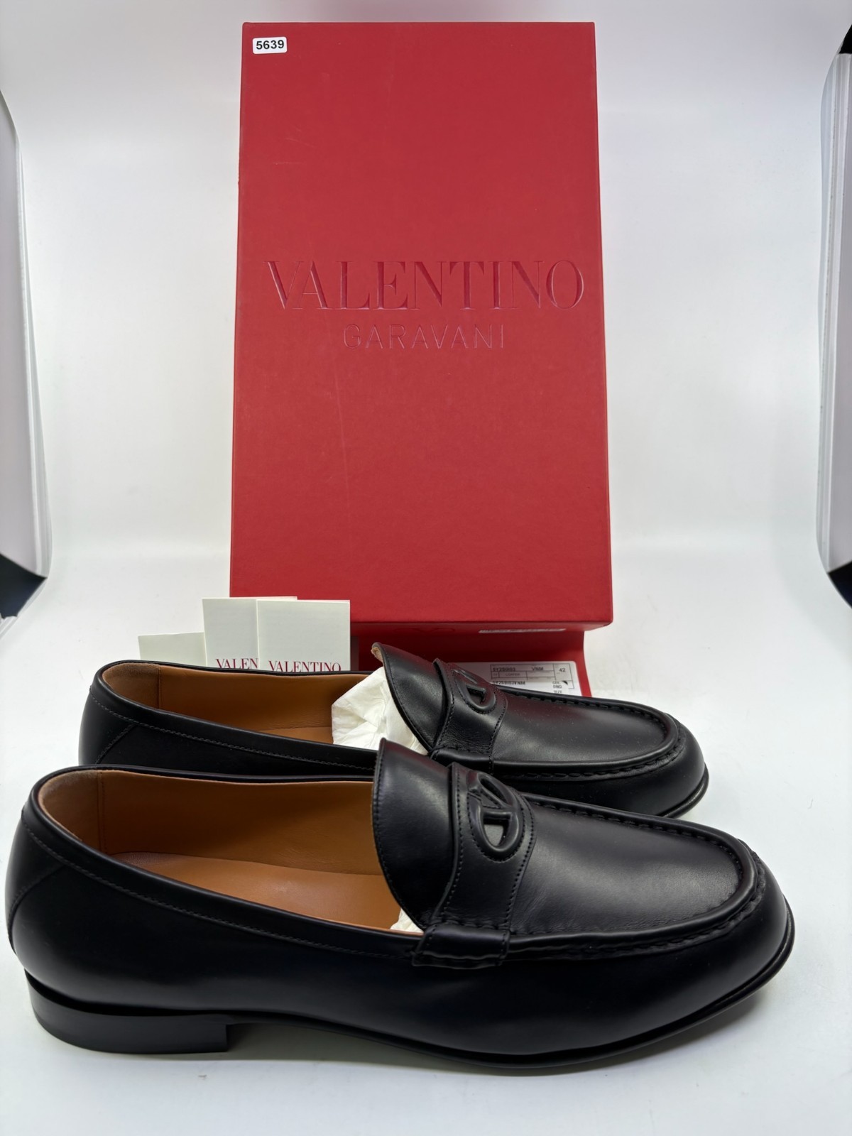 NIB Valentino Garavani Vlogo Penny Loafer Shoes Leather Black Mens EU 42/ US 9