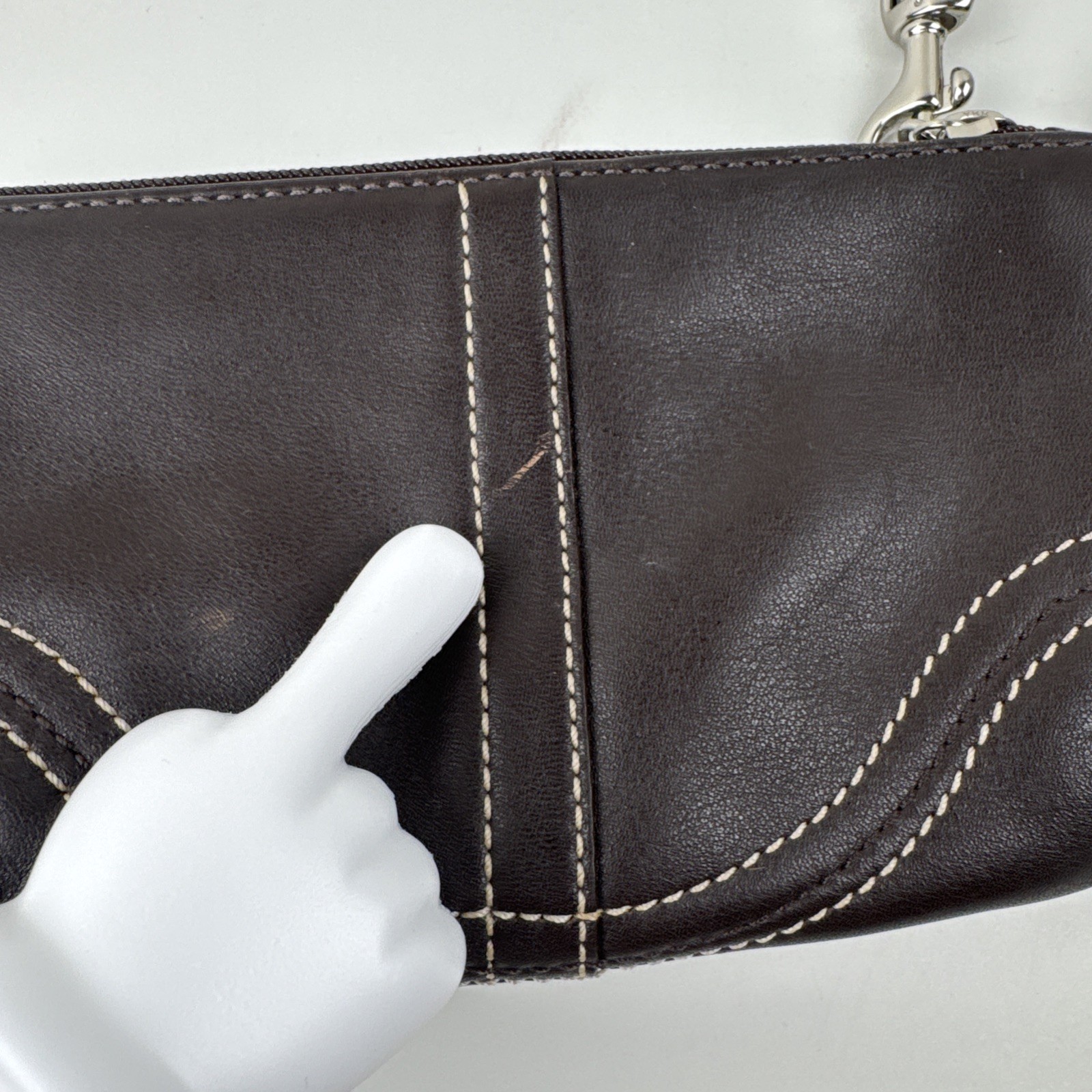 Y2K Coach Soho Chocolate Brown Flap Wristlet Pouch Buckle Accent & Zip Closure