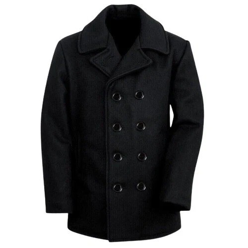 Mens US Navy Black Pea Coat Mens Wool Blend Double Breasted Jacket – Top Quality