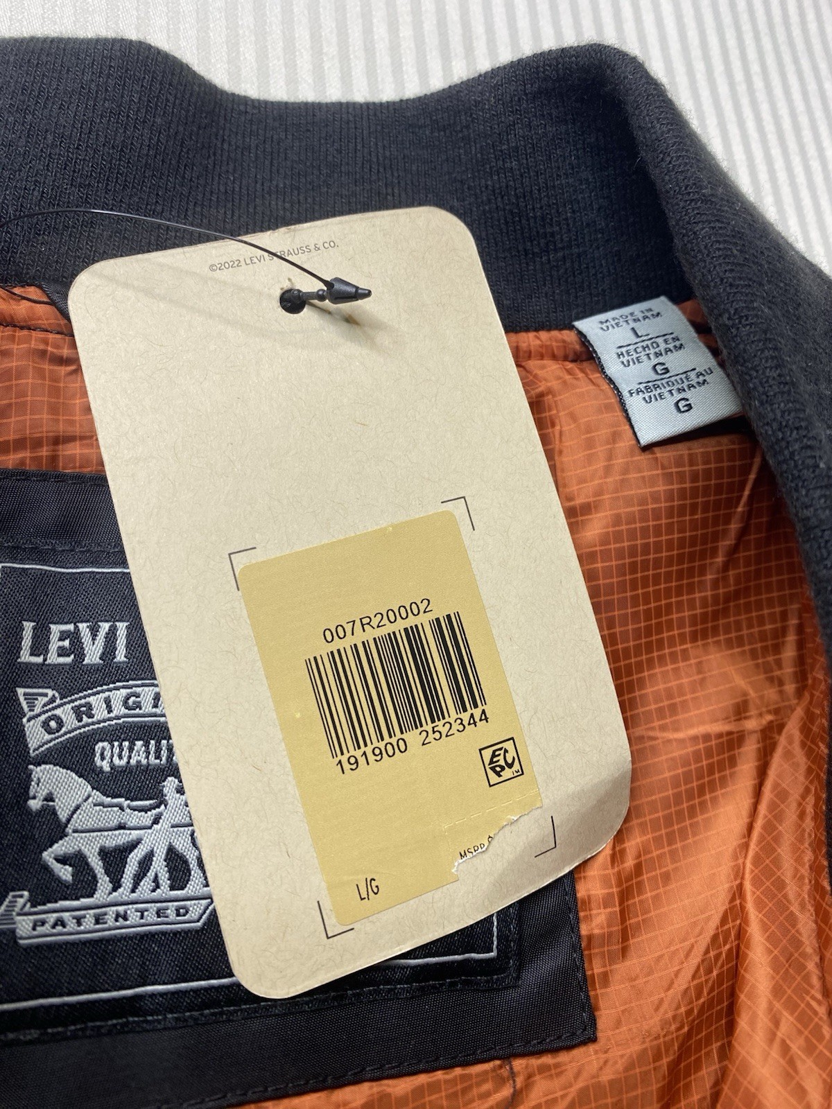 Levi’s Satin Bomber Flight Jacket Black New W/Tags Men’s L