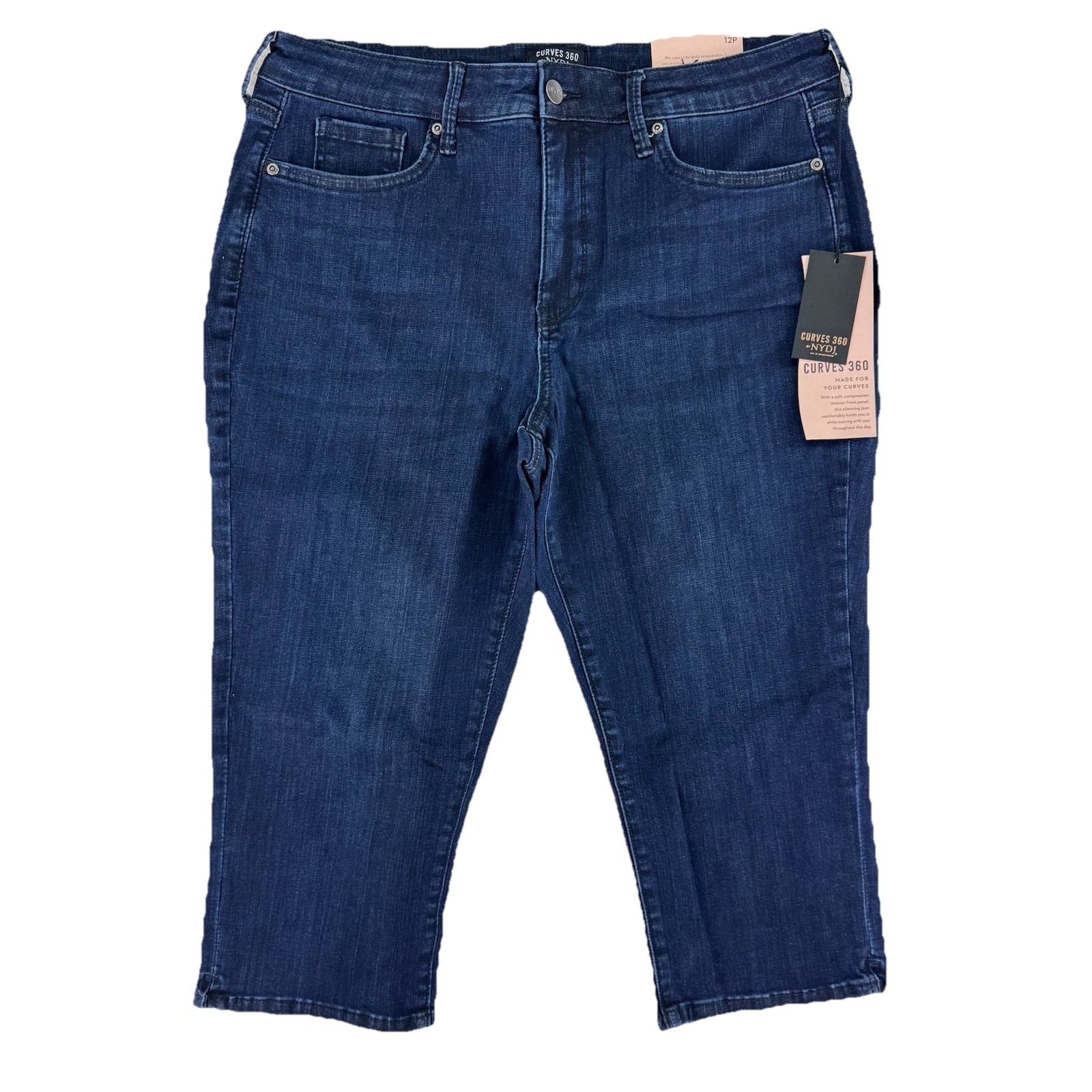 NYDJ Curves 360 Slim Straight Capri Denim Jeans Size 12P Mesquite Blue