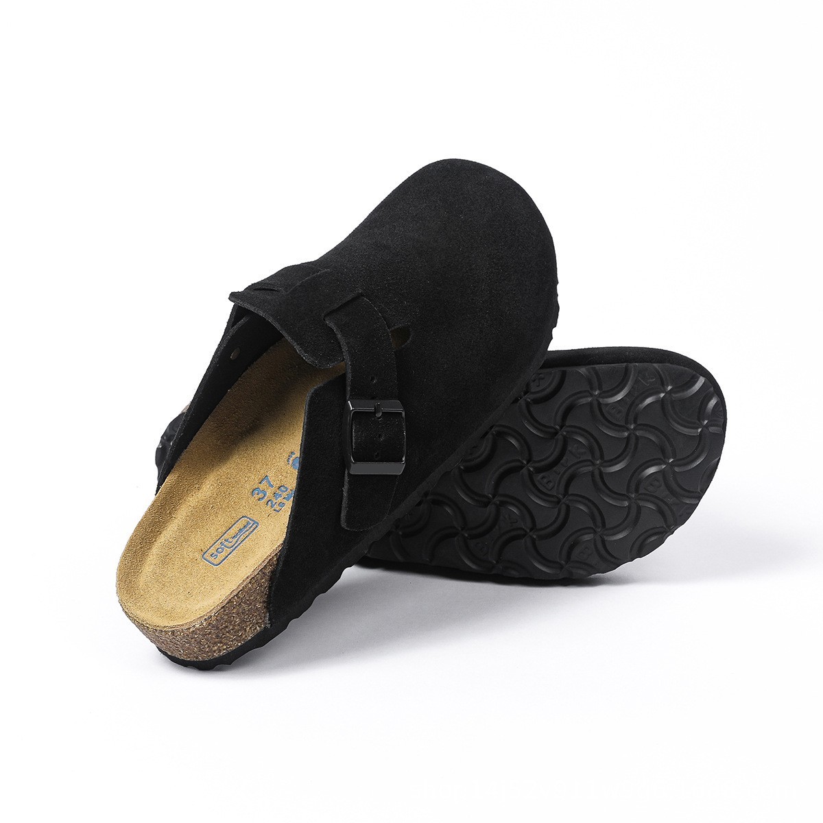 Boston Soft Footbed Clogs Suede Leather Slip On Sandals Mules Unisex Casual Shoe