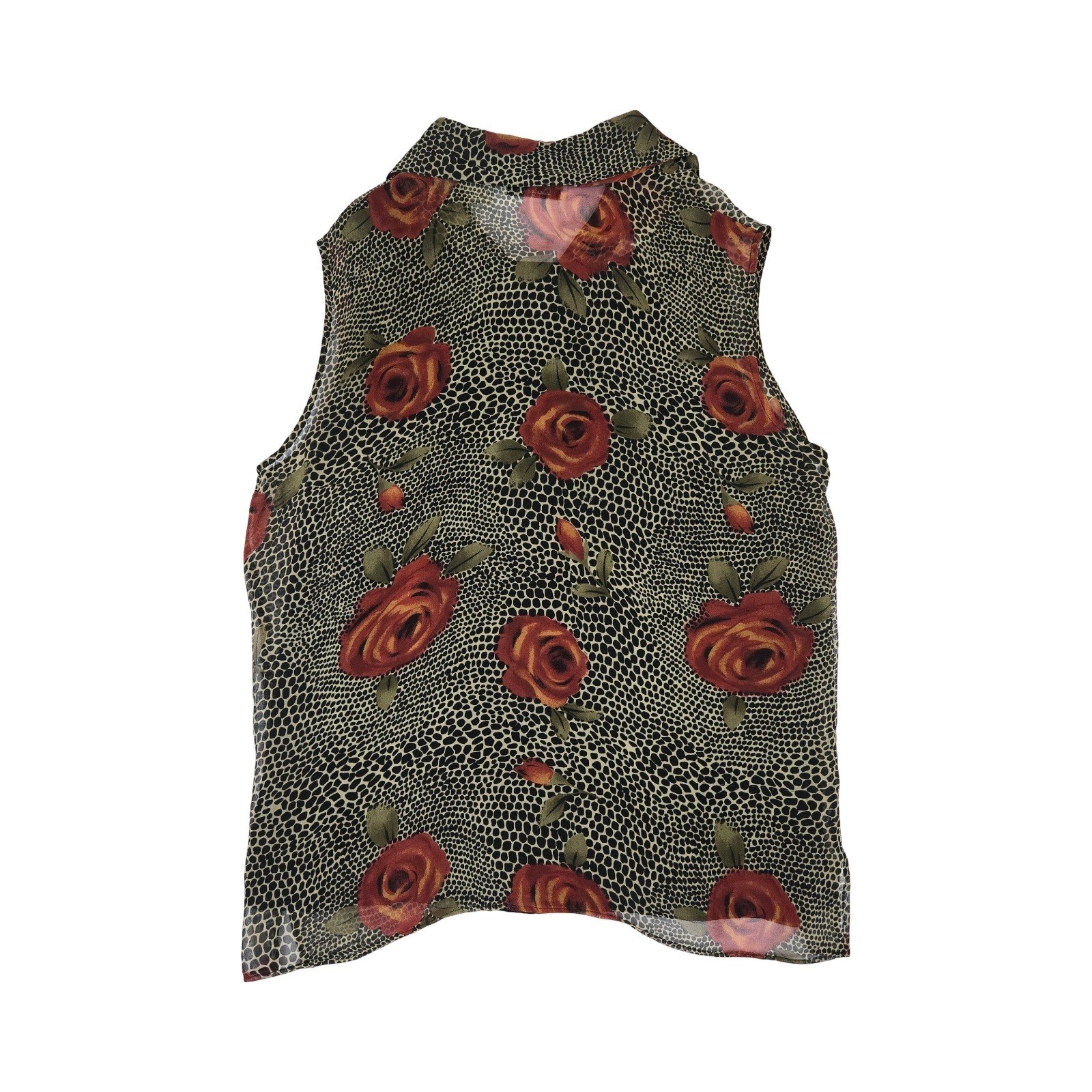 VTG 90s Silk Rose Leopard Tank Top Blouse MD New York City Design Co Flowly