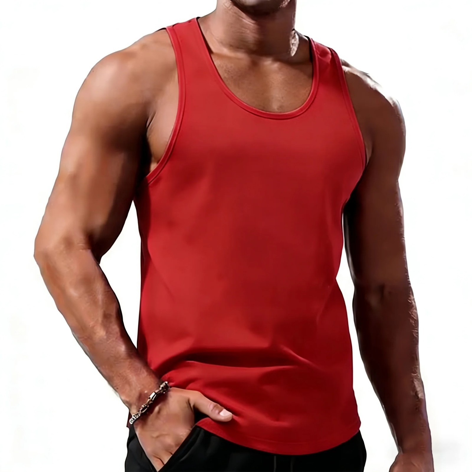 Mens Tank Top Muscle Gym Sleeveless Plain T-Shirts Tee A-Shirt 100%Cotton NEW