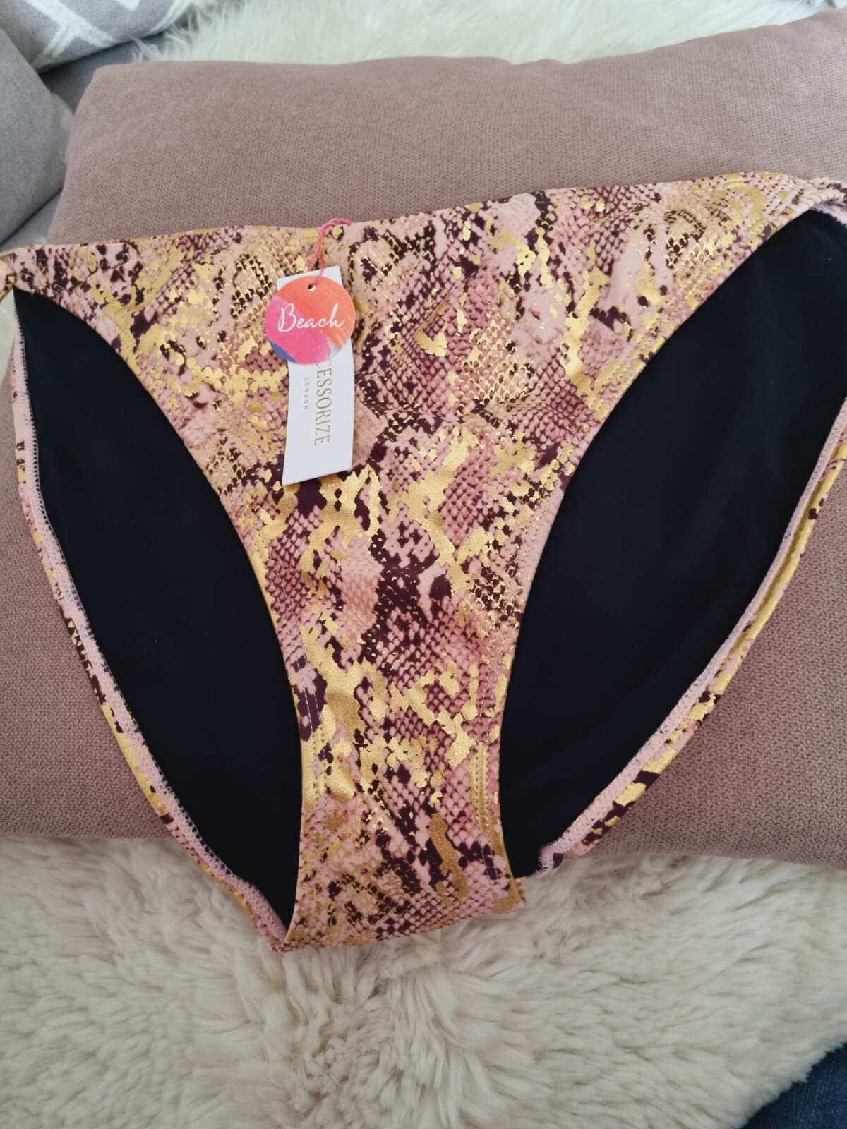 WOMENS ACCESSORIZE AT MONSOON pink gold  NEW BIKINI BOTTOMS SIZE 18 BNWT