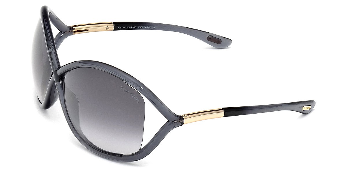 New Tom Ford Women Geometric Sunglasses FT0009 0B5 Shiny Dark Gray / Smoke 64mm