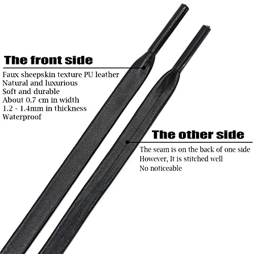 Flat PU Leather Laces: Waterproof Shoelaces for 63 Inch(160cm) 02 Black