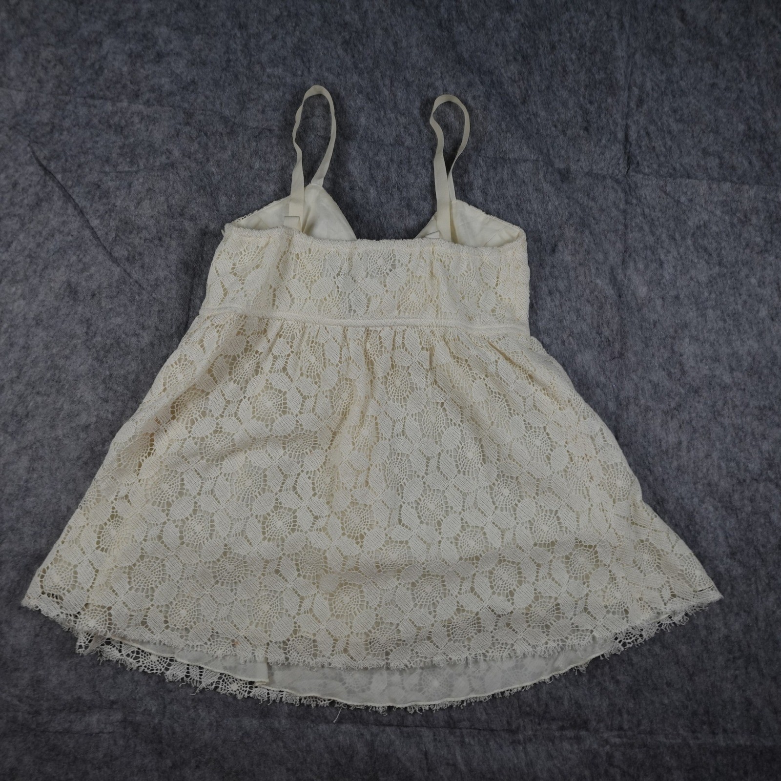 Robert Rodriguez Top Women 0 Cream Lace Bow Babydoll Camisole Coquette Victorian