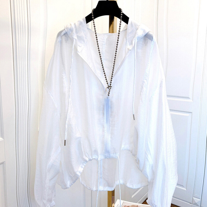 Womens Summer Sun-proof Hooded Jackets Coats Loose Breathable Lightweight Tops