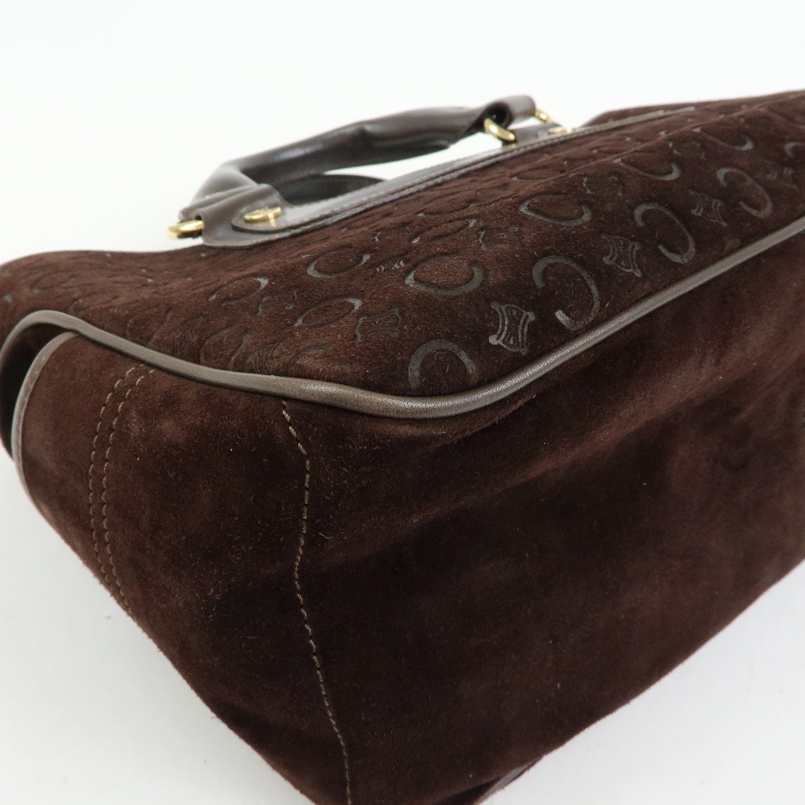 CELINE C Macadam Suede Leather Boogie Bag Hand Bag Brown Authentic Used F/S