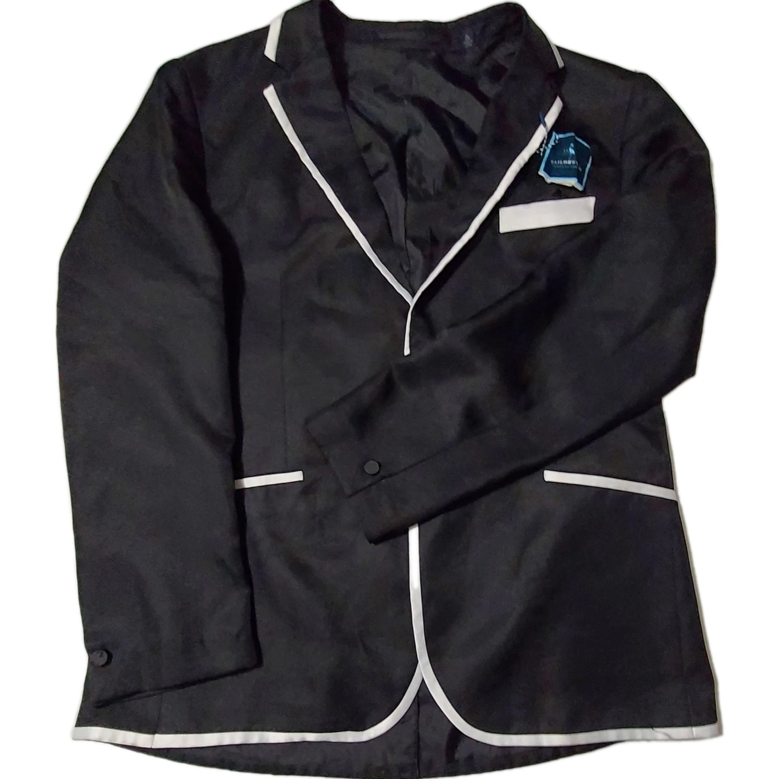 Lightweight Sports Jacket XL 44R Black With White Trim Pleat In Back Taylorbyrd