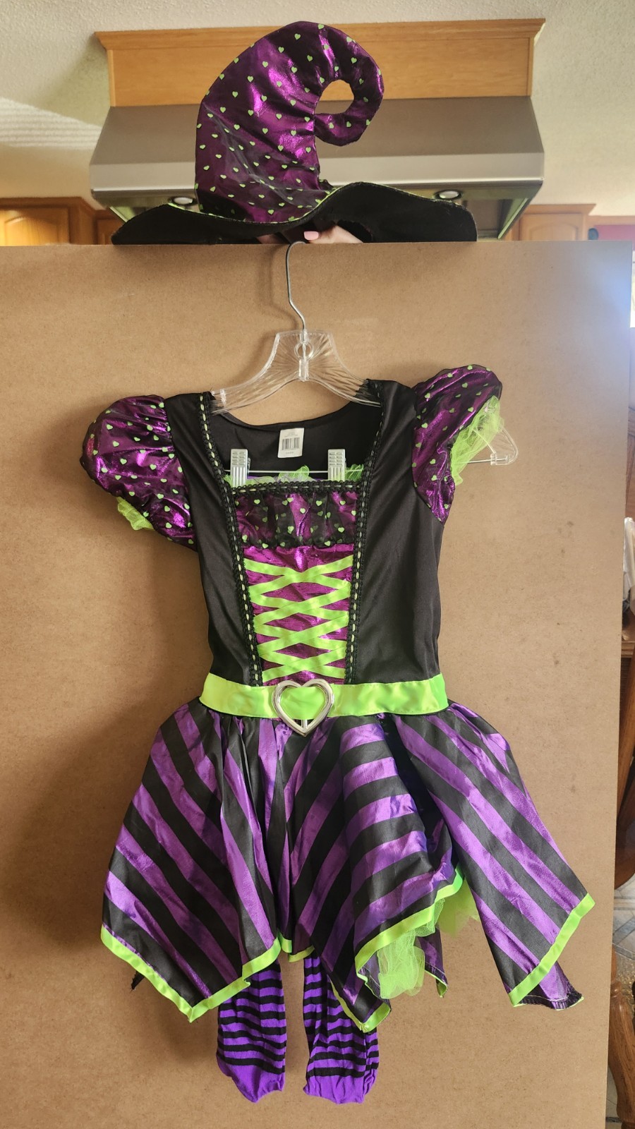 Girls Pretty Potion Witch Halloween Costume Hat Purple Green Black Size 6X C11