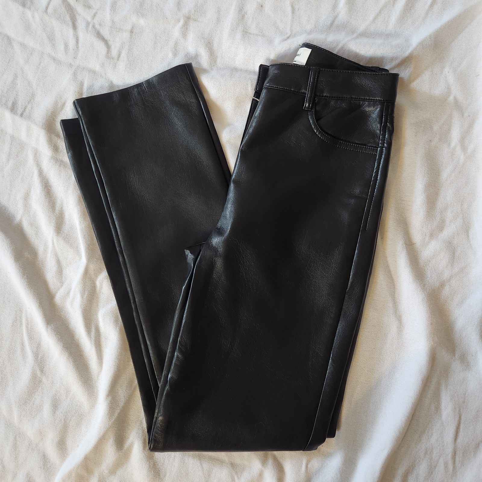 Wilfred Aritzia Faux Leather Pants Black High Rise Straight Leg Women’s 0