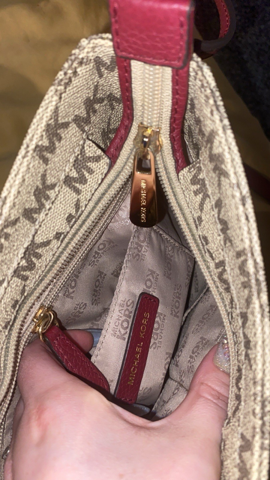 Michael Kors Jet-Set Crossbody Cream & Mulberry MEDIUM