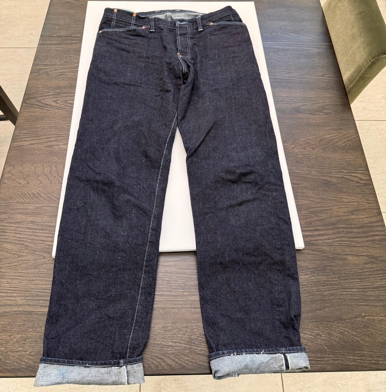 Japanese Selvedge Raw Denim Jeans Button Fly Heavyweight Selvedge 38×35