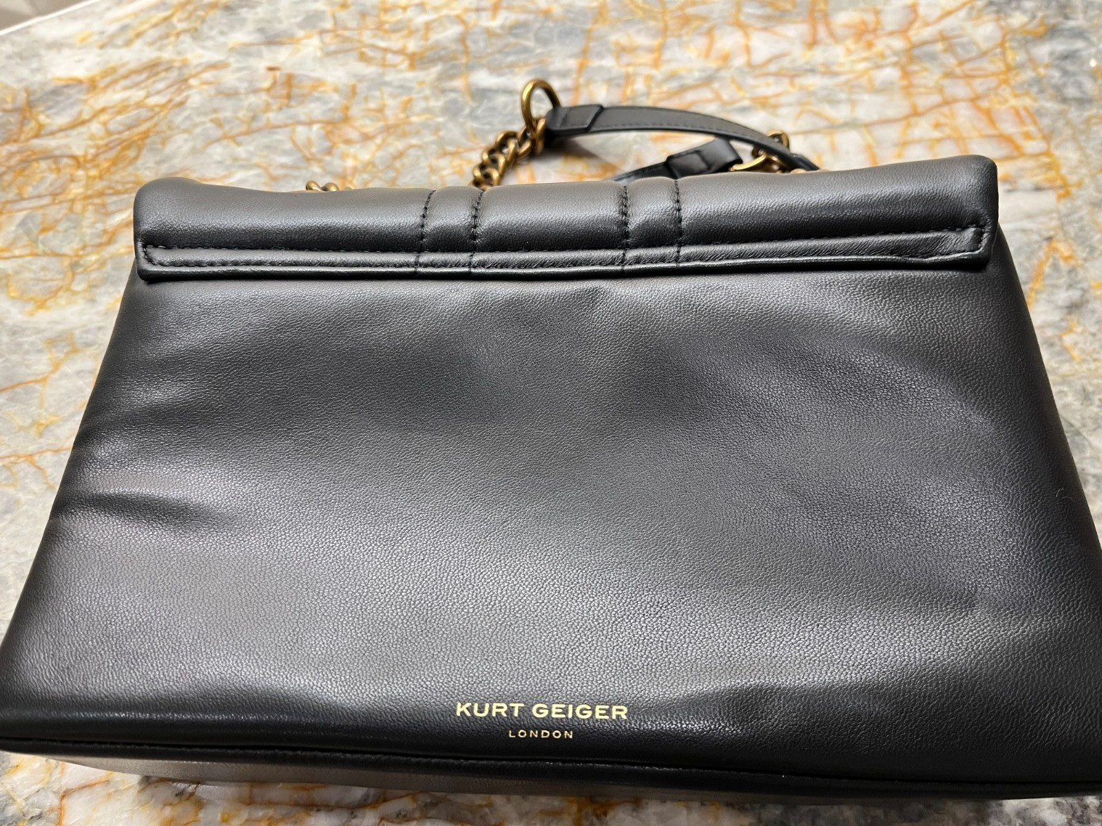 kurt geiger preowned black leather quilted kensington two way handbag/ crossbody